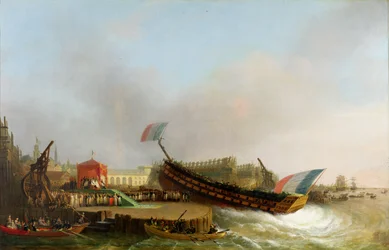 Napoleon (1769-1821) en Marie-Louise (1791-1847) bij de tewaterlating van de ‘Friedland’ in Antwerpen, 2 mei 1810